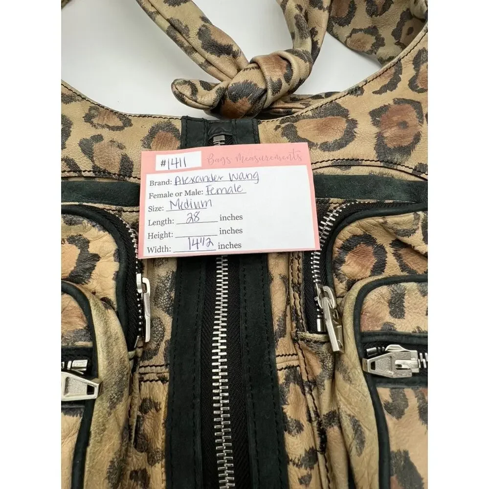Alexander Wang Distressed Animal Print Luxury Hobo Leather Suede Med Pocketbook